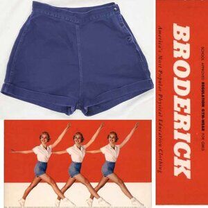 Vintage 50s Broderick Wome ns Sanforized High Waisted Shorts Blue